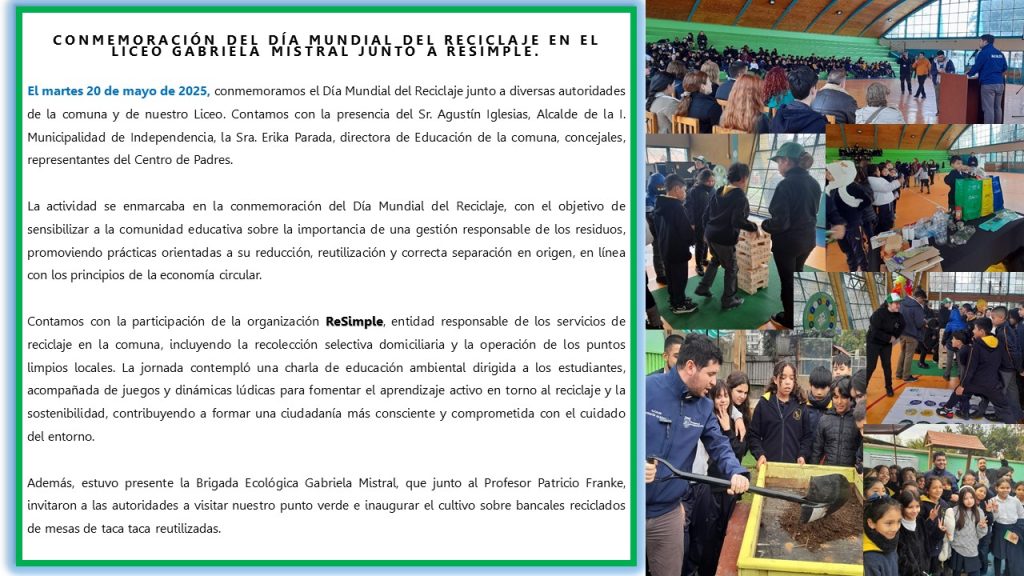 El establecimiento realizó actividad para el Día del Reciclaje