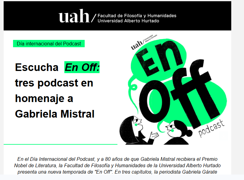 En el Día Internacional del Podcast, escucha «En Off» y celebra el legado de Gabriela Mistral