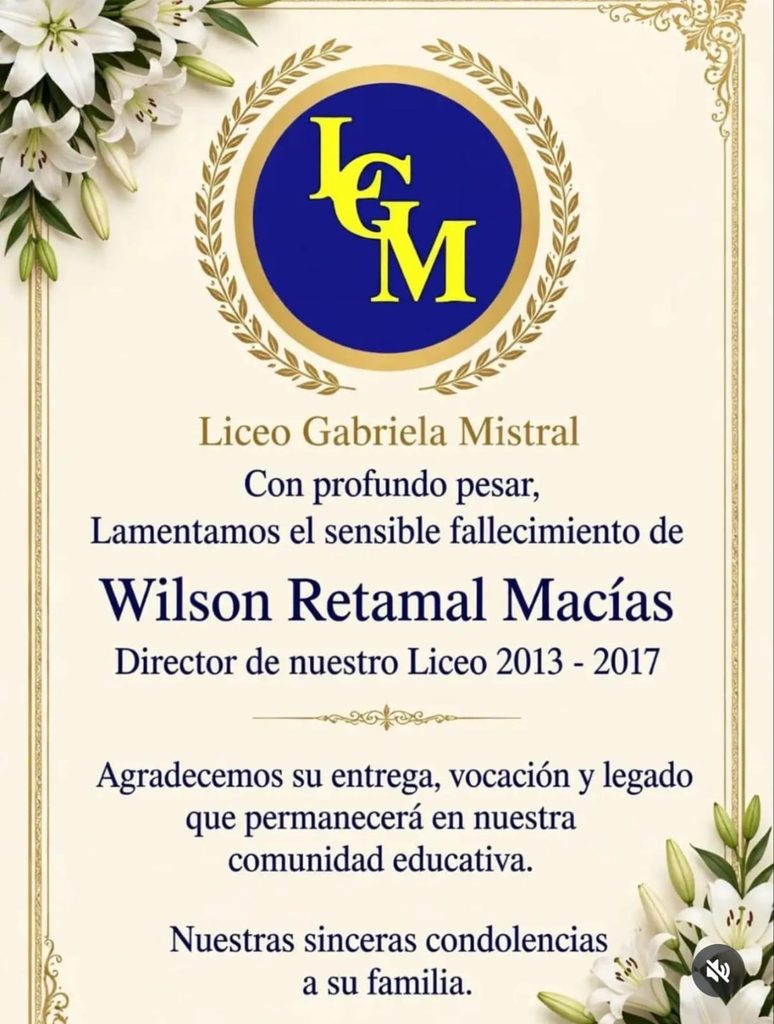 Lamentamos el fallecimiento del exdirector, don Wilson Retamal Macías.
